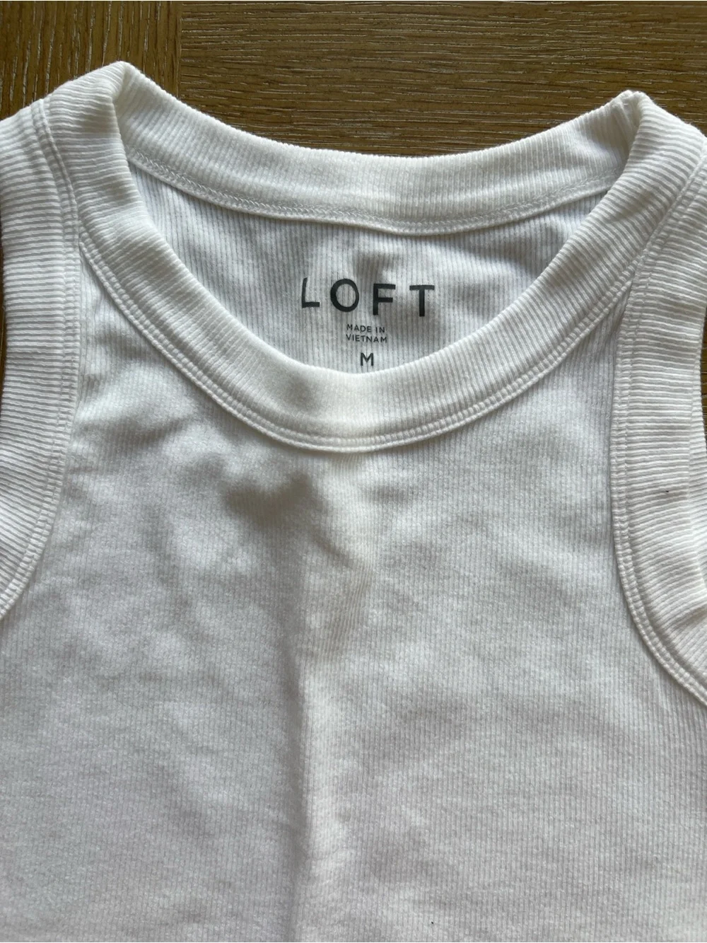 LOFT White Ribbed Tank with Racerback Style - Picture 2 of 5